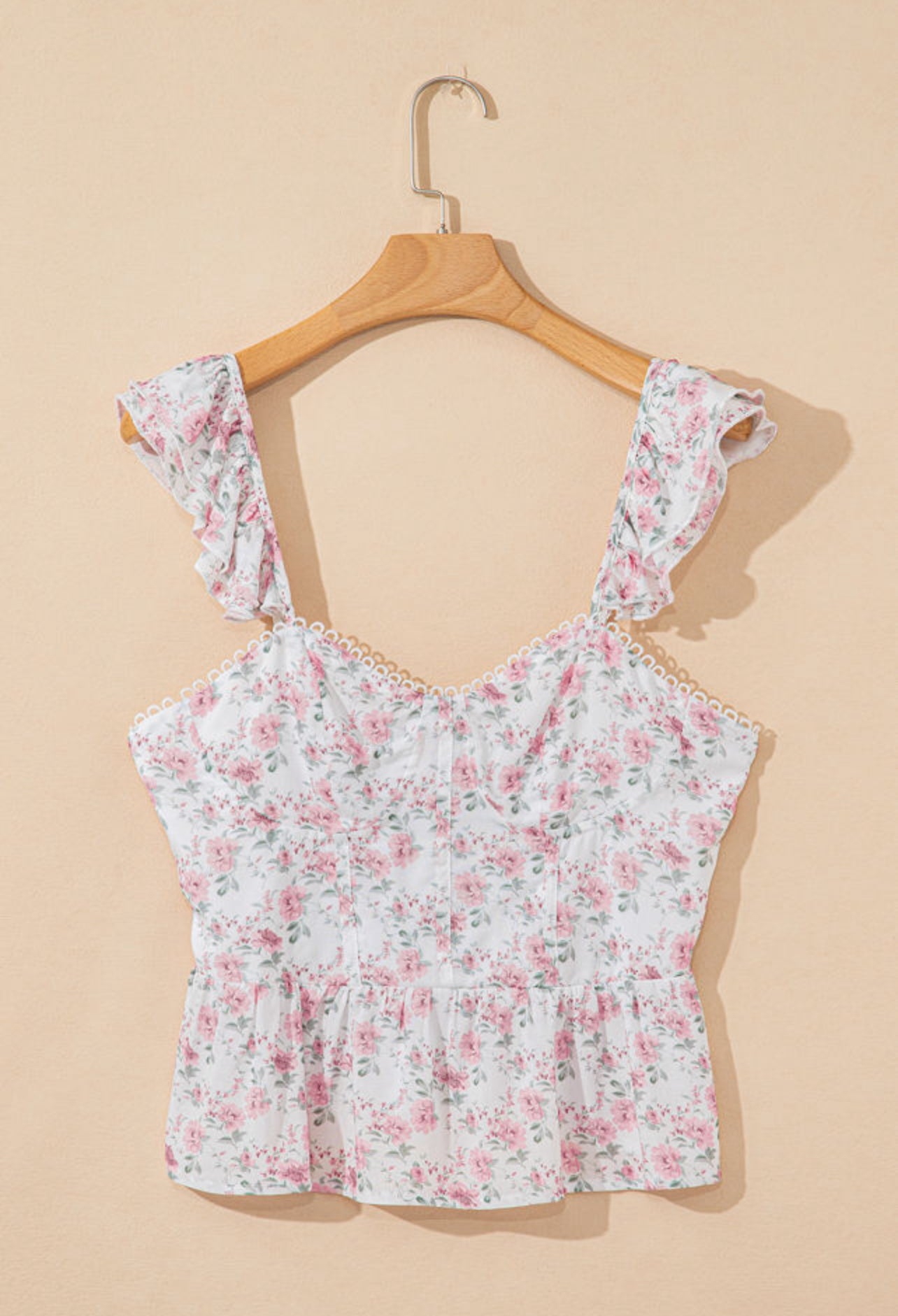 Pink floral flowy top