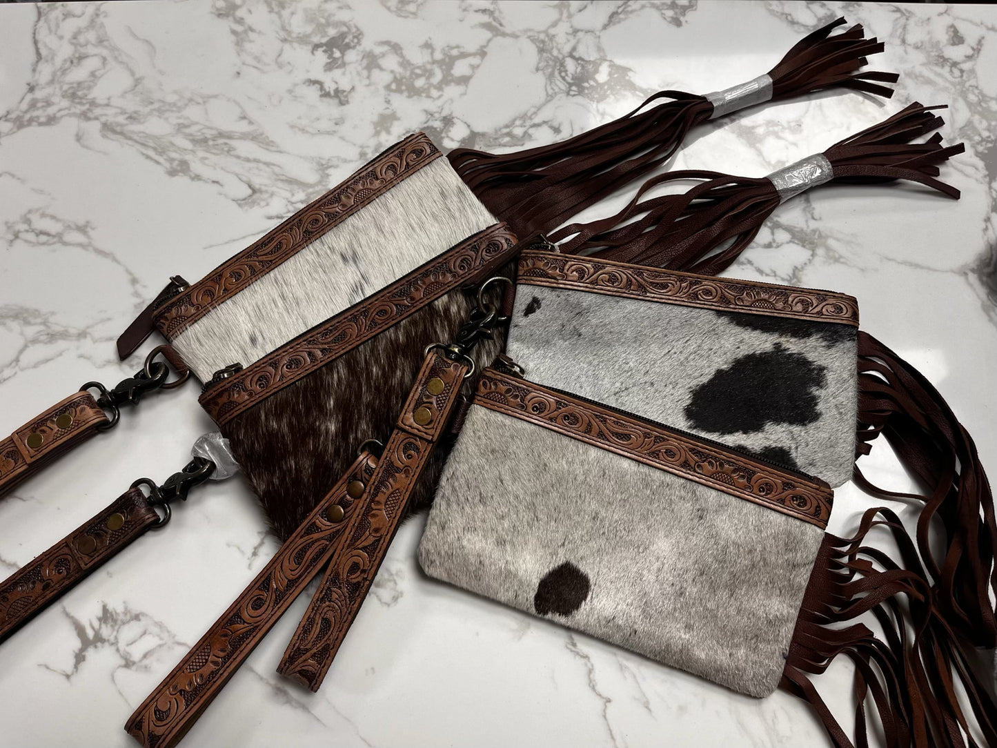Cartera Piel con Pelo y Barbas