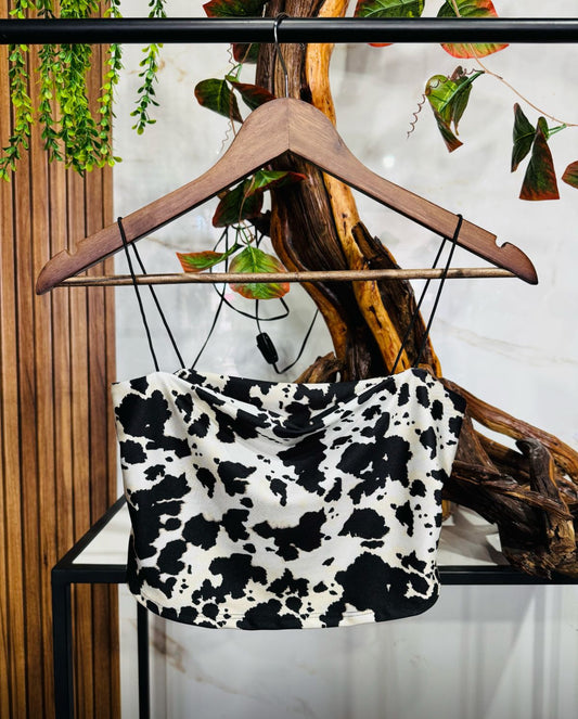 Cow print tube top (black)