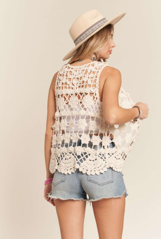 Beige crochet vest (beige)