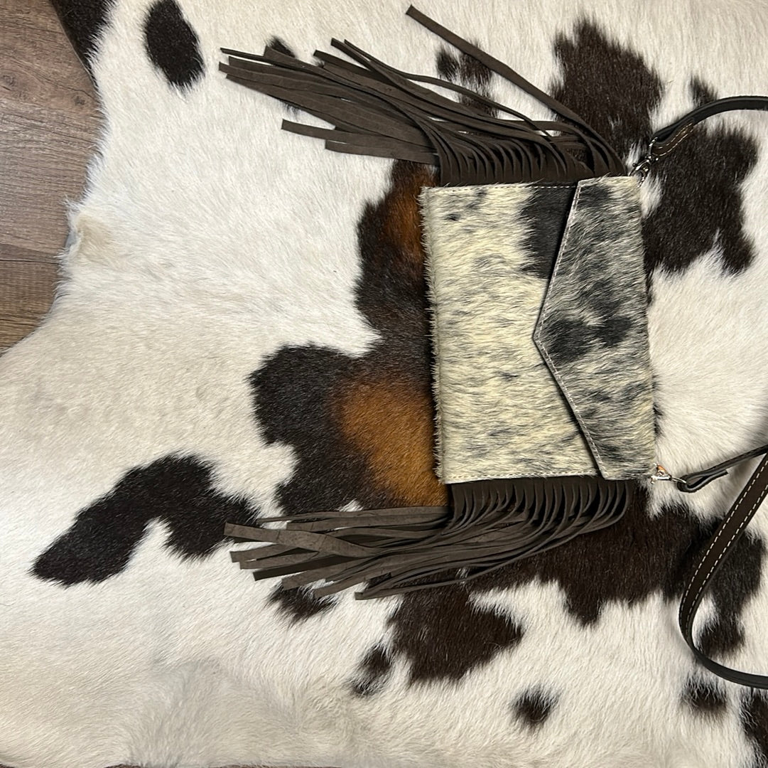 Cow Hide Fringe Purse