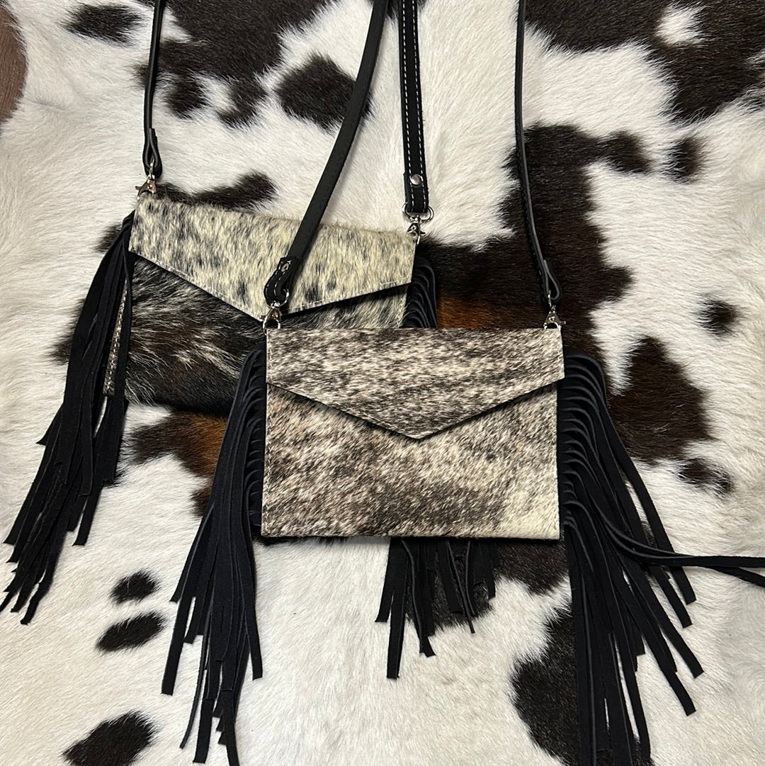 Cow Hide Fringe Purse