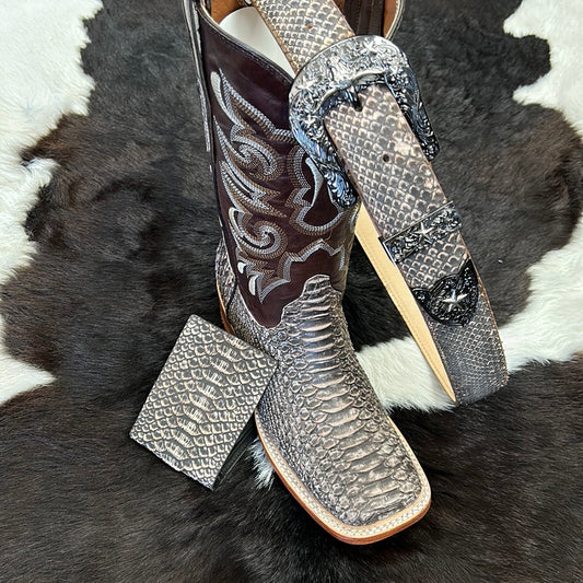 Square Toe Python Boot Wallet Set