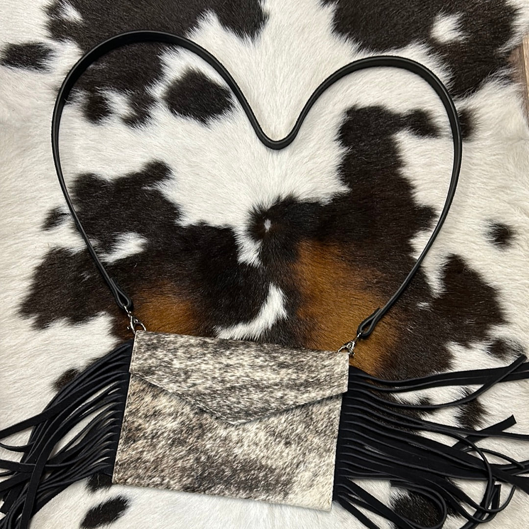 Cow Hide Fringe Purse