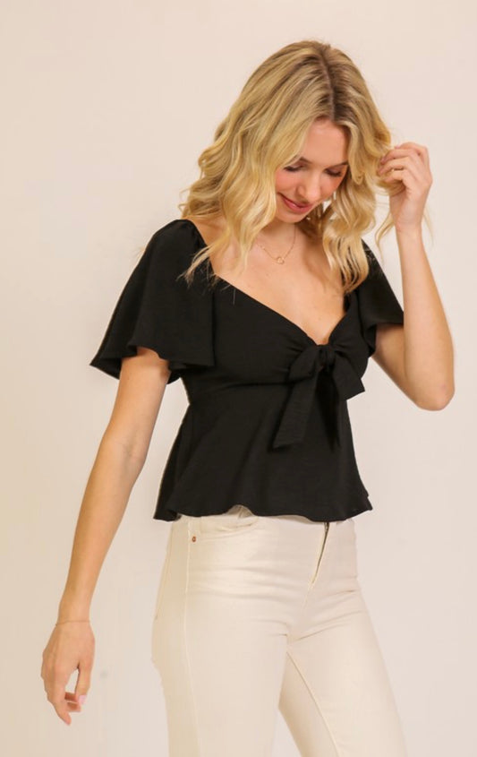 Black Heart Neck Blouse