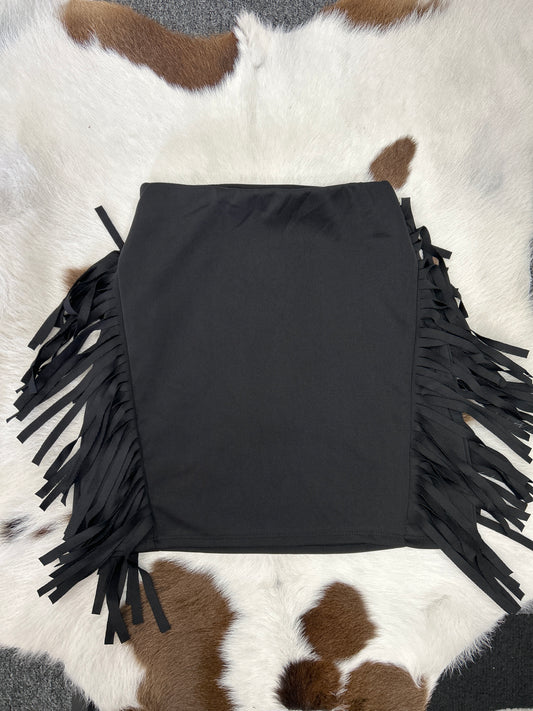 Satin Fringe Skirt