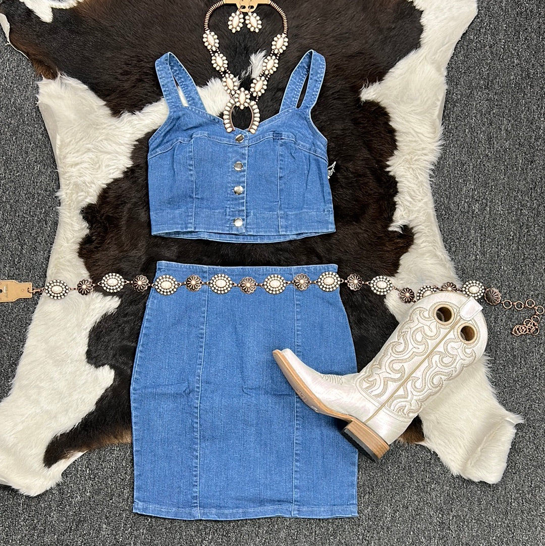 Denim Two Piece Set