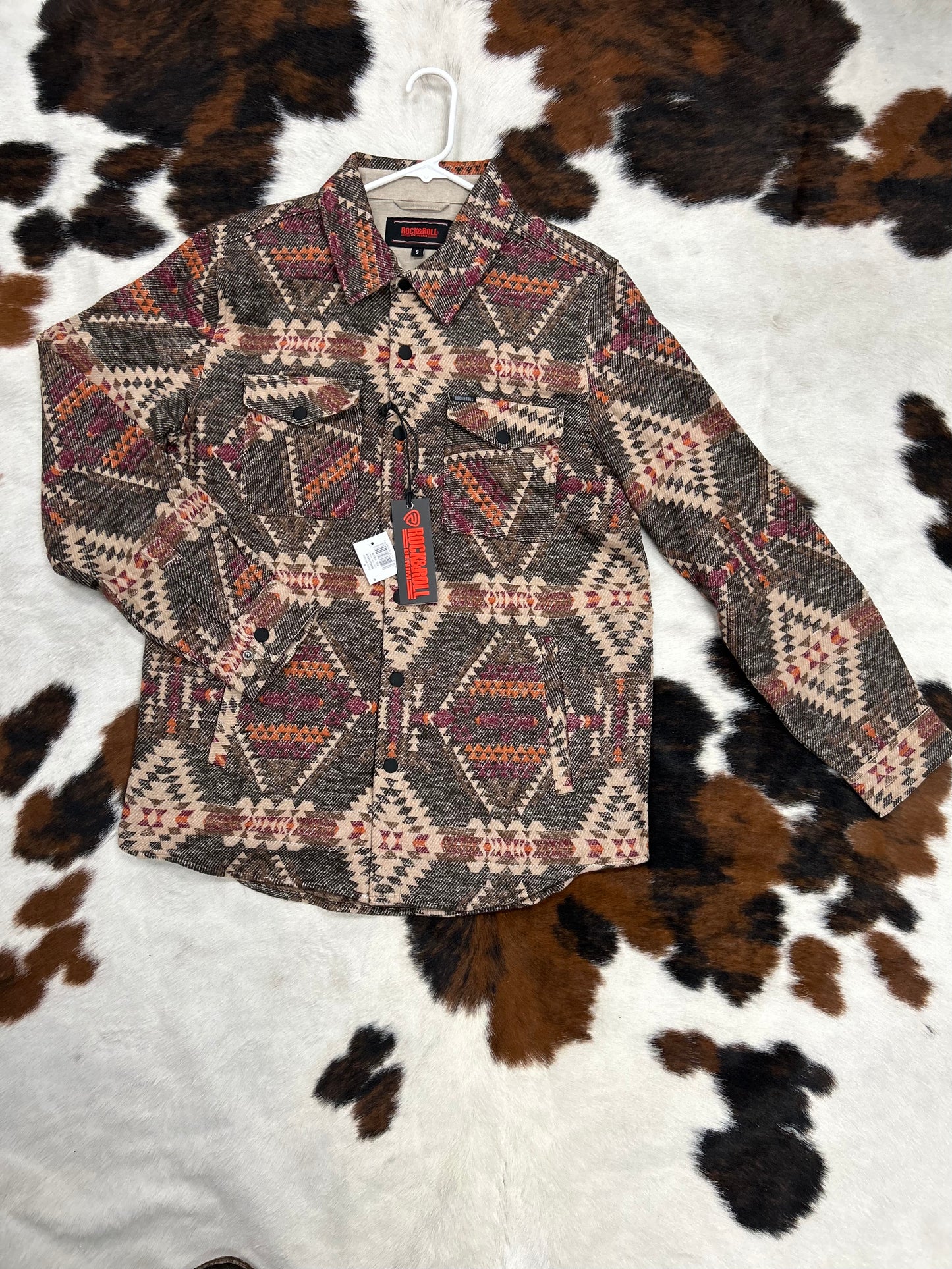 Aztec Print Shirt Jacket