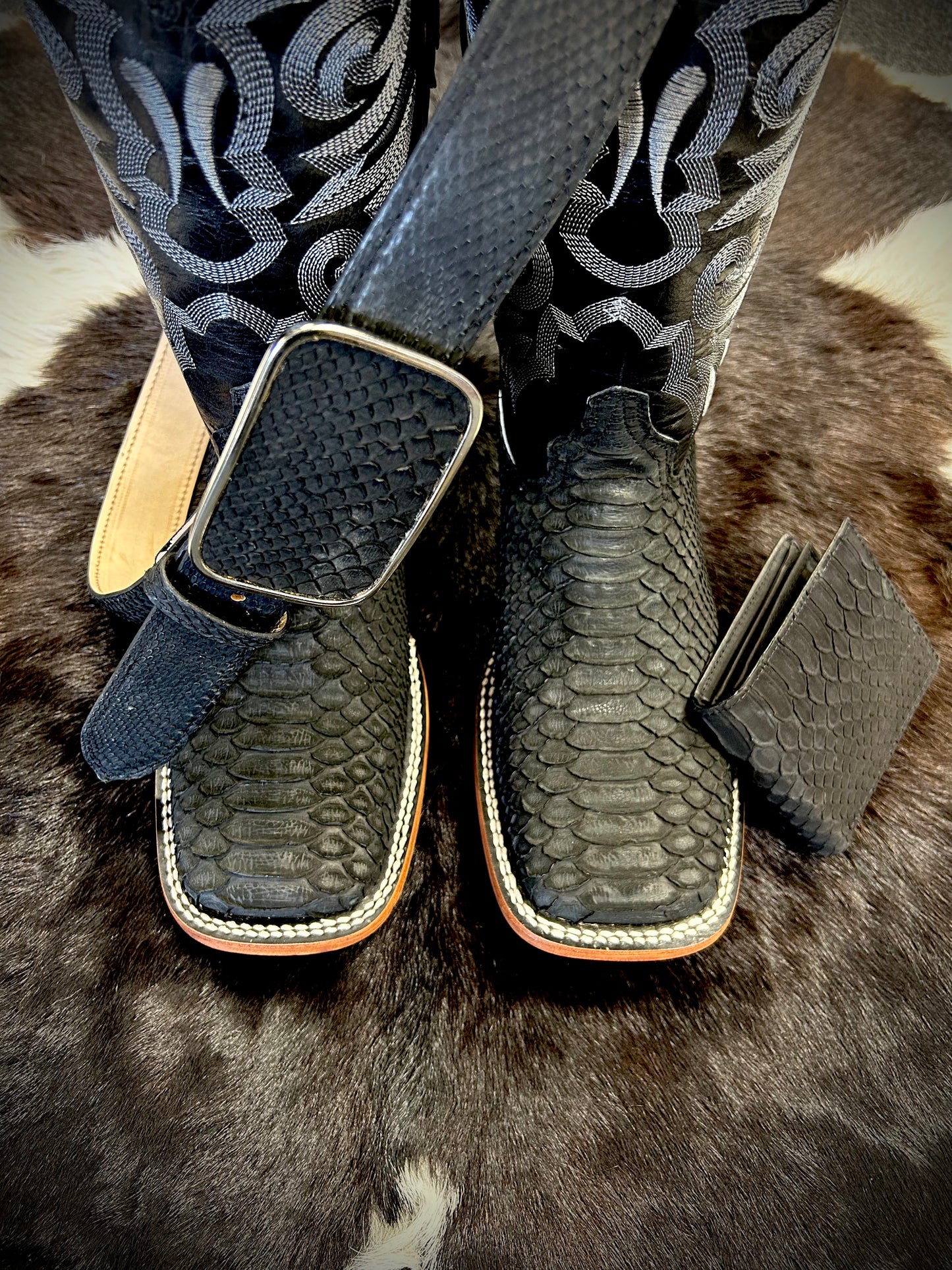 Square Toe Python Boot Wallet Set