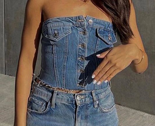 Denim Tube Top