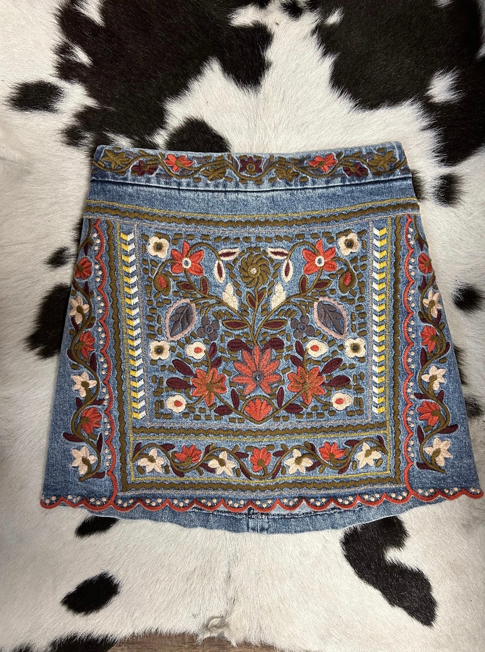 Denim Embroidered Skirt